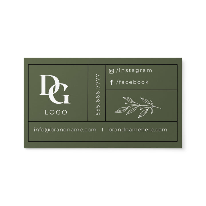 Custom Business Cards – Floral & Initials Logo Design - Front