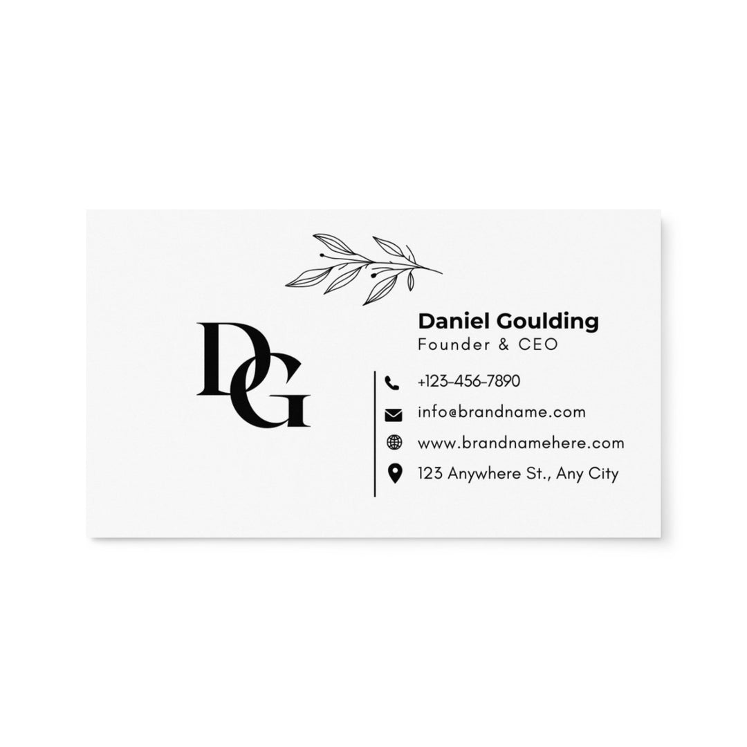 Custom Business Cards – Floral & Initials Logo Design - Back