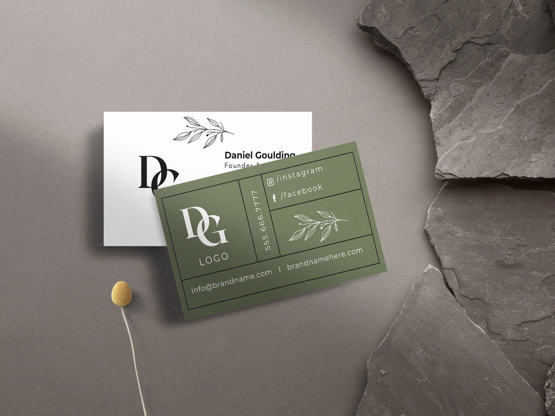 Custom Business Cards – Floral & Initials Logo Design, Contact Card Templates
