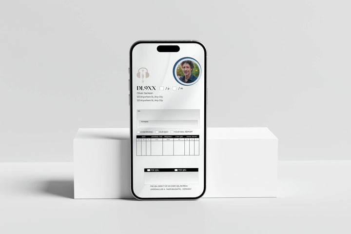 Animated Ham Radio QSL Card – Radio Telescope Design | Editable Canva Template