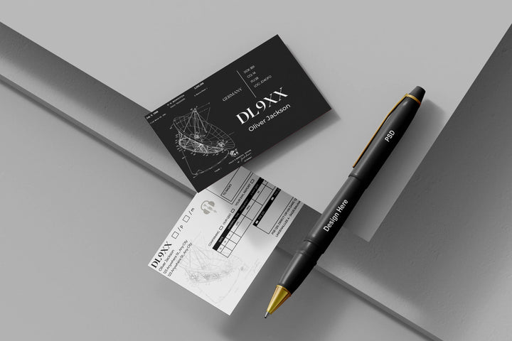 Custom ham radio QSL card template with editable call sign design