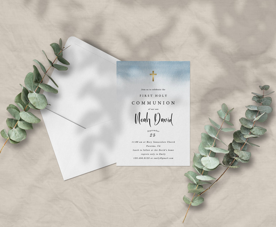 Editable and printable first holy communion invitation - instant download