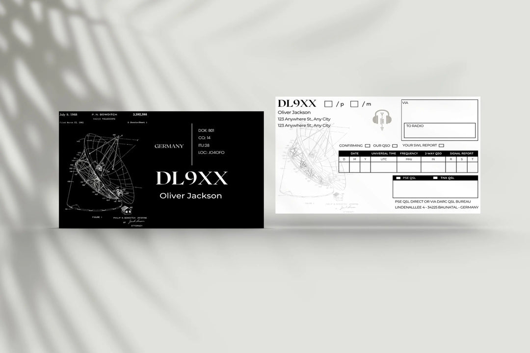 Editable personalized QSL cards for ham radio operators – printable template