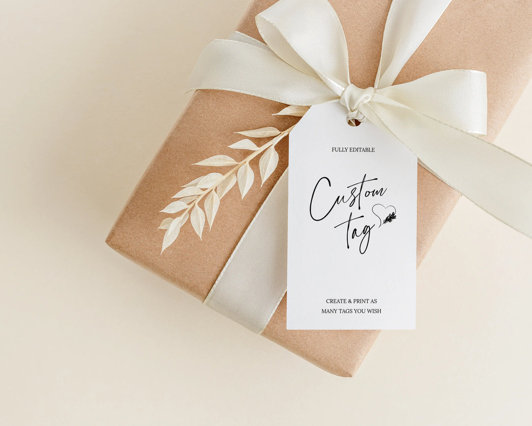 Custom Tag, Minimalist Tag, Business Tag, Wedding Tag, Modern Tag, 100% Editable Template