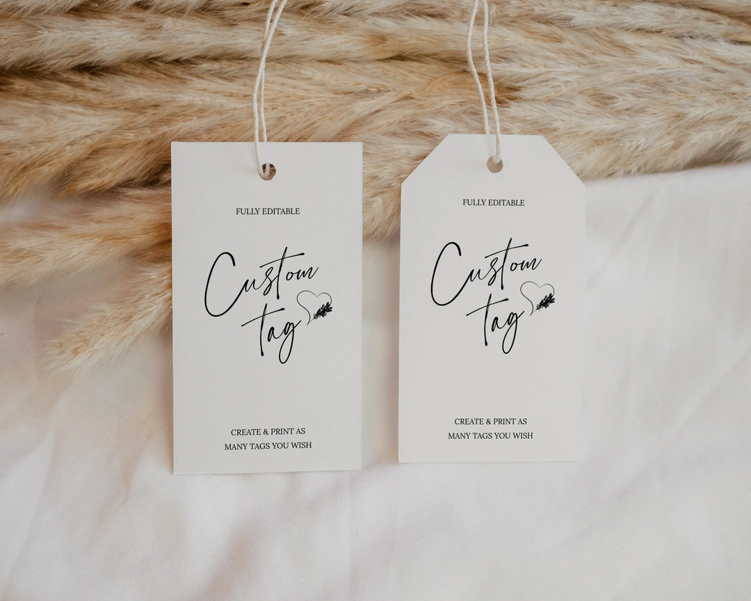 %100 editable customizable modern minimalist product tags, business, wedding tags editable and instant download