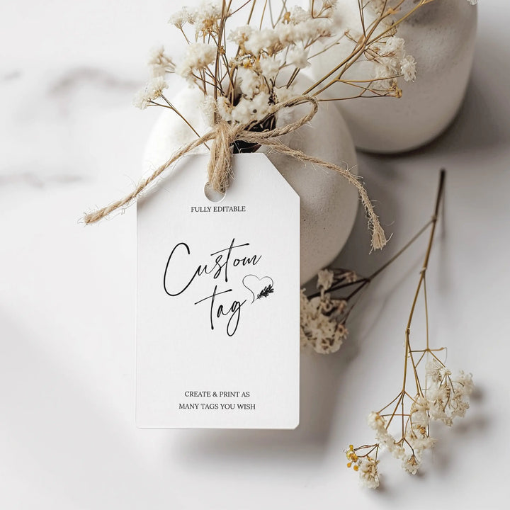 Editable Tags Instant Download, Calligraphy, Custom Tag, Minimalist Tag, Business Tag, Wedding Tag