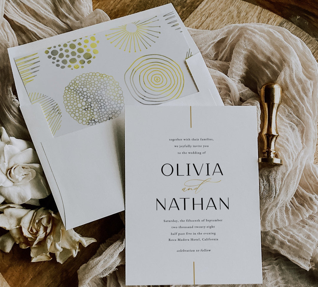 DIY envelope liner template with geometric gold foil finish –  in A1, A2, A6, A7 size Templates, perfect for weddings, showers, and events. Instant download.