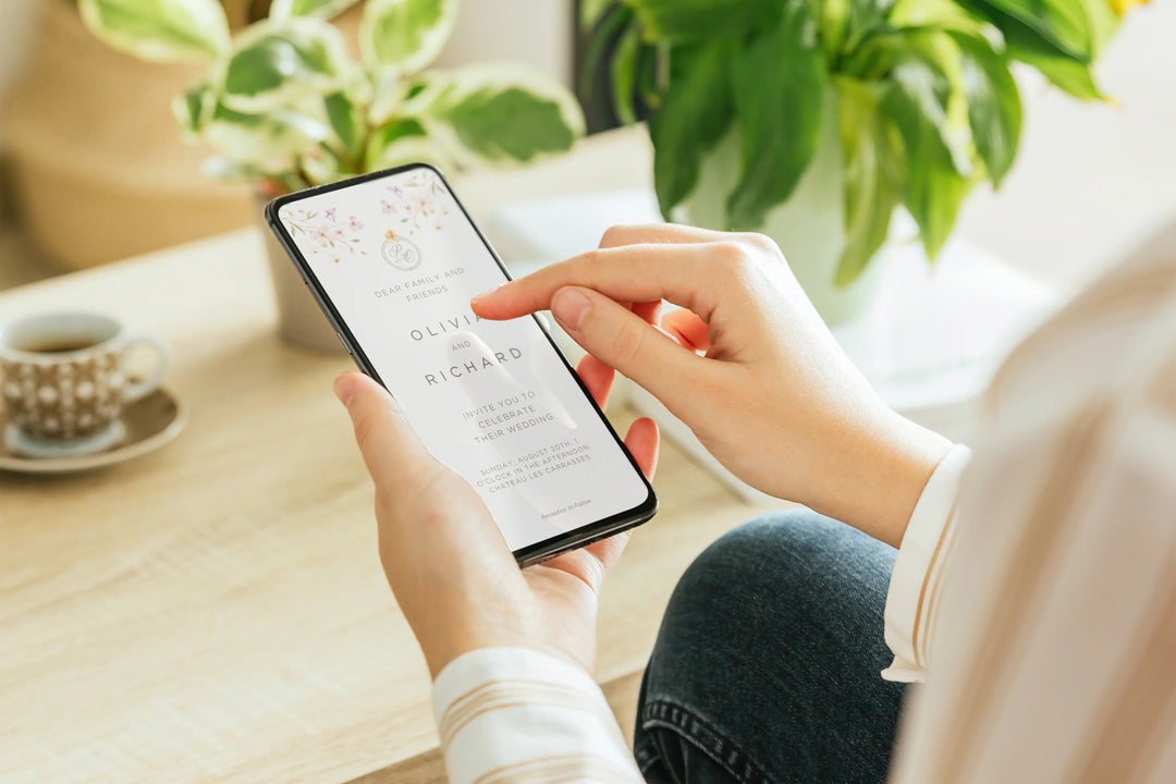 Watercolor floral wedding invitation template, editable digital download evite