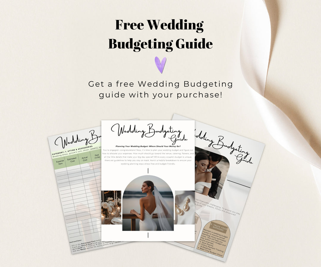 Free printable wedding budget planner included with the purchase