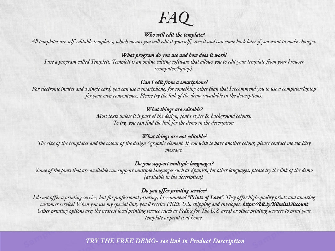 FAQ text on a white background with a purple banner at the bottom.