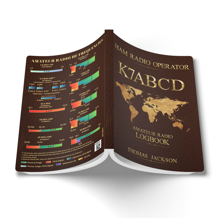 An open logbook-style book titled &