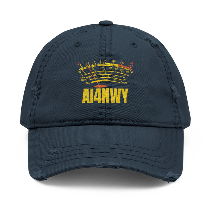 Ham Radio Cap - Custom Call Sign S-Meter Embroidery Hat for Amateur Radio Operator - Personalized Gift for Men - Vintage distressed style