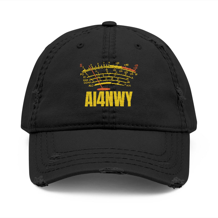 Ham Radio Cap - Custom Call Sign S-Meter Embroidery Hat for Amateur Radio Operator - Personalized Gift for Men - Vintage distressed style