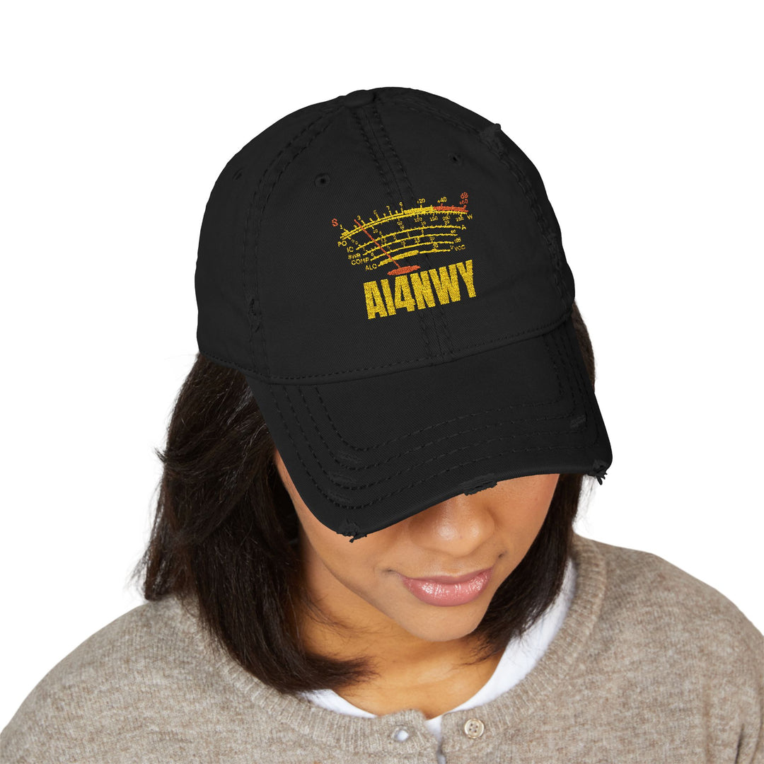 Ham Radio Cap - Custom Call Sign S-Meter Embroidery Hat for Amateur Radio Operator - Personalized Gift for Men - Vintage distressed style
