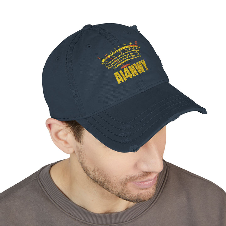 Ham Radio Cap - Custom Call Sign S-Meter Embroidery Hat for Amateur Radio Operator - Personalized Gift for Men - Vintage distressed style