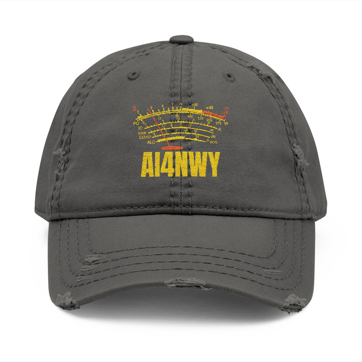 Ham Radio Cap - Custom Call Sign S-Meter Embroidery Hat for Amateur Radio Operator - Personalized Gift for Men - Vintage distressed style