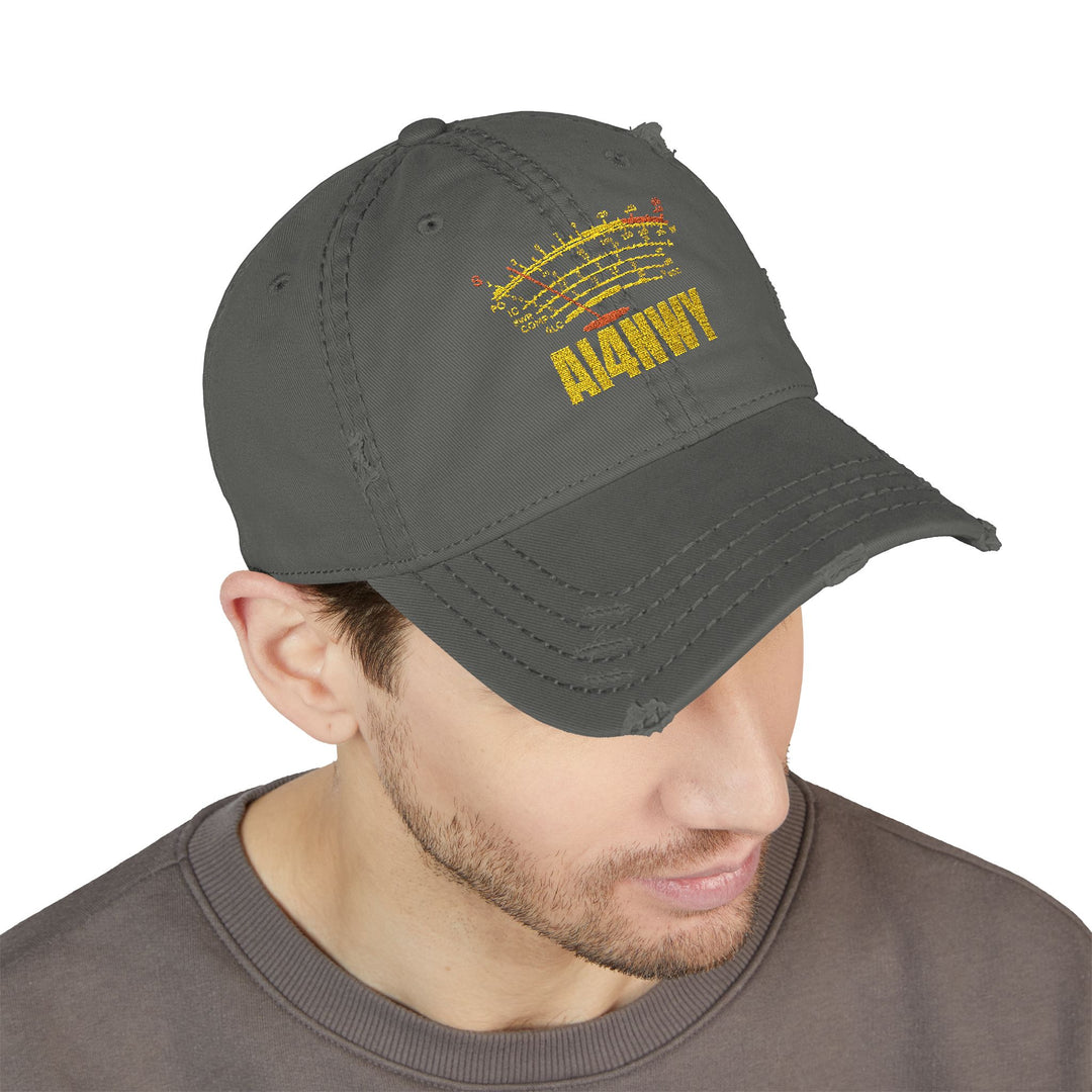 Ham Radio Cap - Custom Call Sign S-Meter Embroidery Hat for Amateur Radio Operator - Personalized Gift for Men - Vintage distressed style