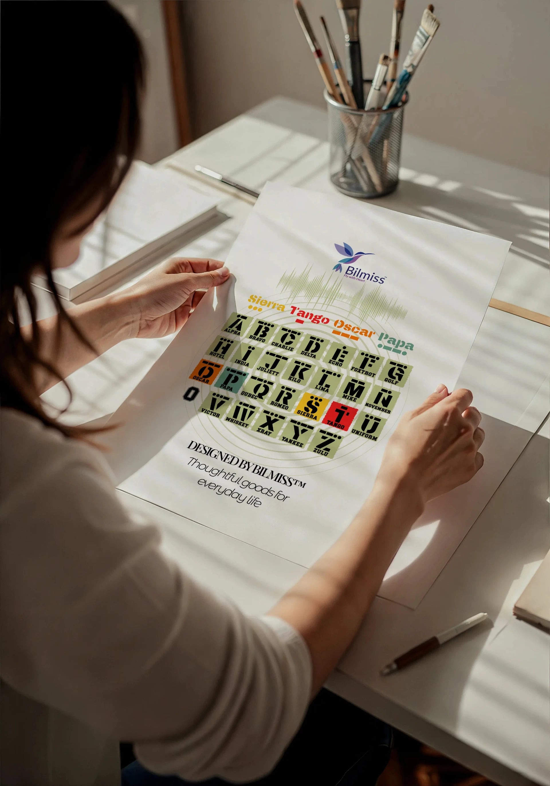 Ham radio desk mat with phonetic alphabet designed by Bilmiss