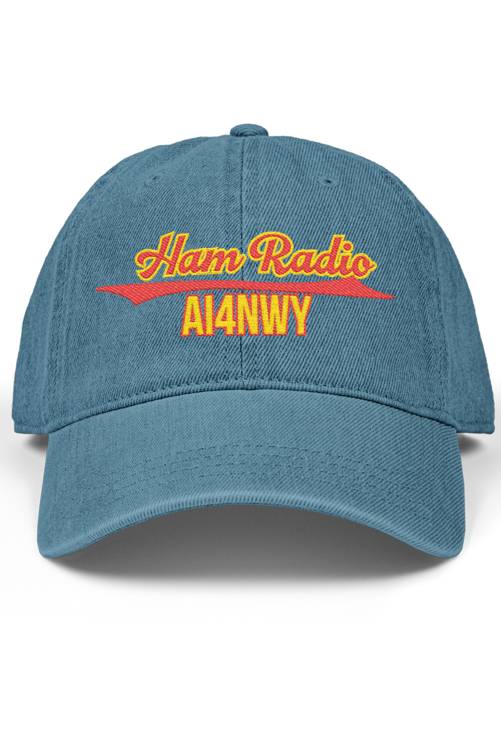 Custom Ham Radio Denim Cap – Personalized Embroidered Call Sign Hat for Amateur Radio Operators - Gift for Men