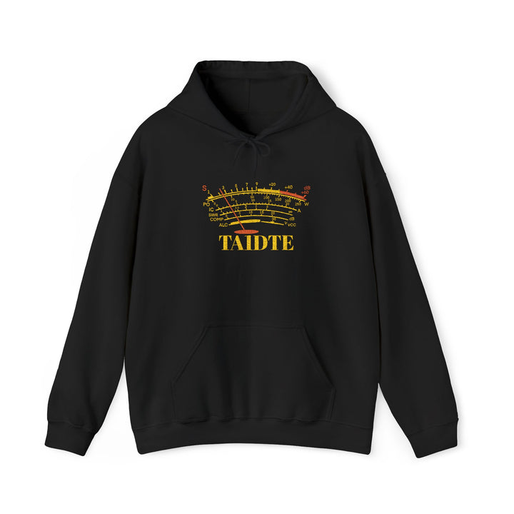 Personalized ham radio hoodie embroidered with custom callsign and colorful S Meter design