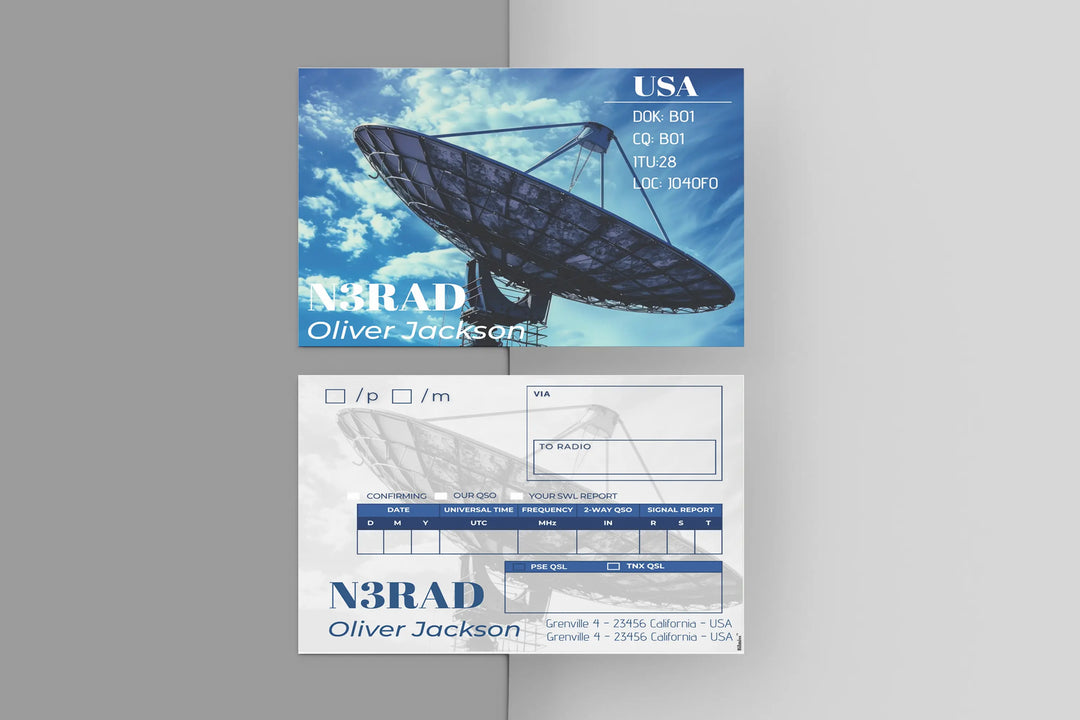 Personalized Ham Radio QSL Cards – Custom Satellite Design Amateur Radio Contact Cards