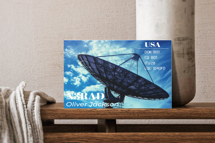 Personalized Ham Radio QSL Cards – Custom Satellite Design Amateur Radio Contact Cards