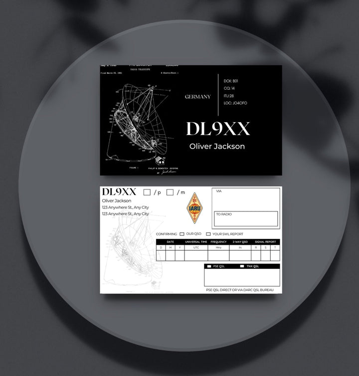 Editable custom qsl card for amateur radio operators with  front side and back side option