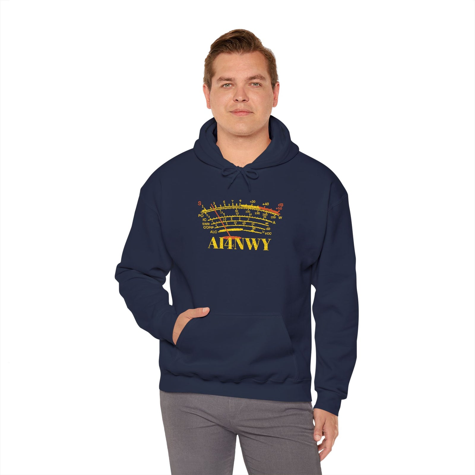 Ham Radio Hoodie – Custom Call Sign Sweatshirt with S-Meter Design
