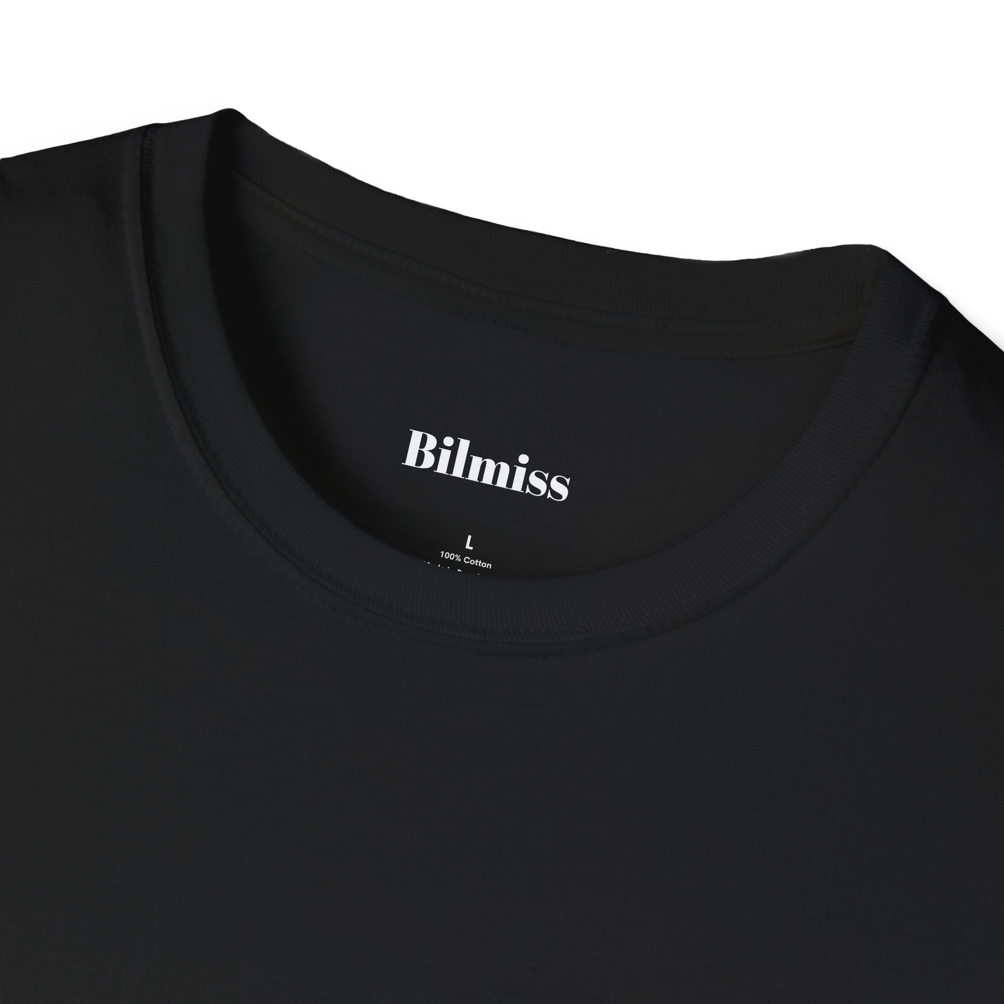 Black ham radio t-shirt with 'Bilmiss' branding on a white background
