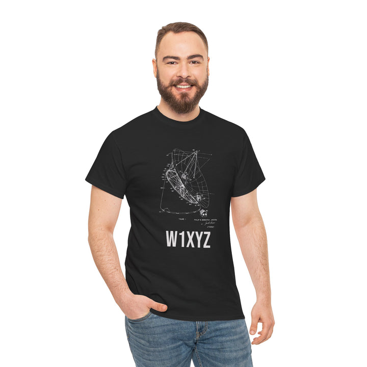 Ham radio t shirt custom call sign radio telescope design -black