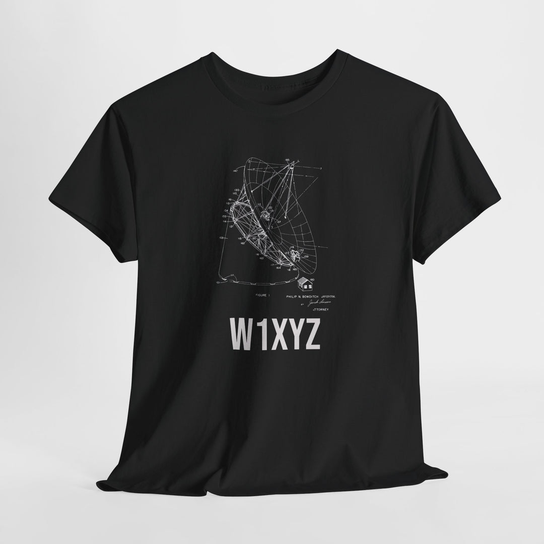 Ham radio t shirt custom call sign radio telescope design -black