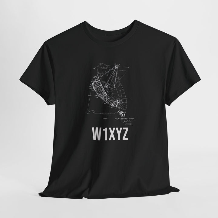Ham radio t shirt custom call sign radio telescope design -black