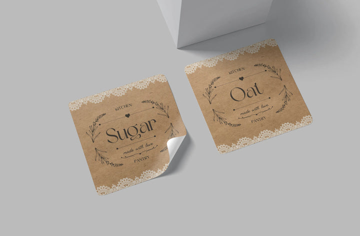 Kitchen Pantry Vinyl Labels - Customized Water & Scratch Resistant Organisation Stickers  For Storage Jars, Bottles or Containers