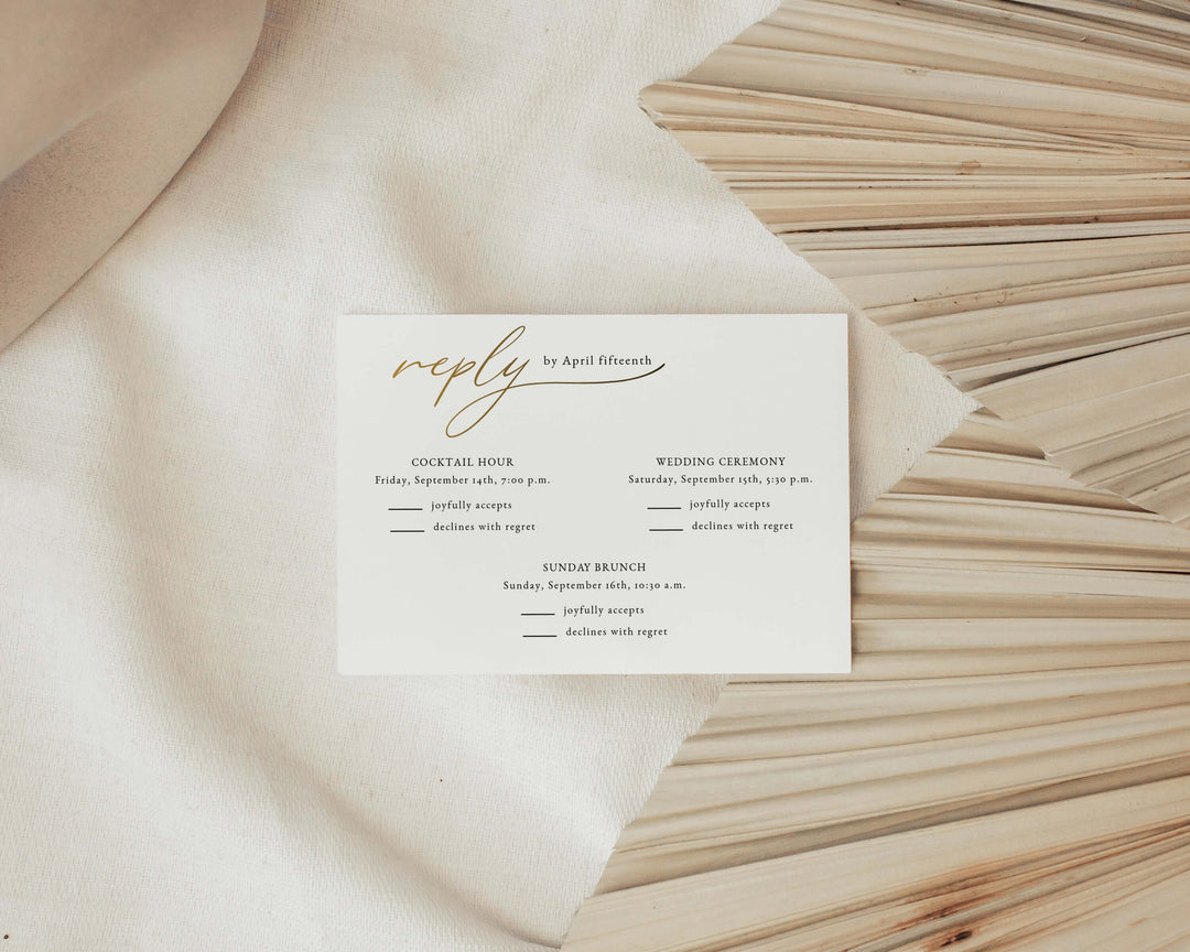 Modern Minimalist Wedding Invitation Set - RSCVP Card