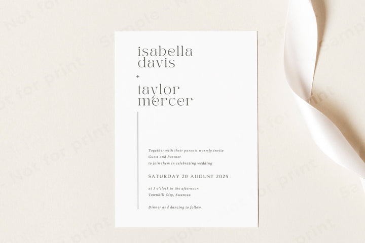 Minimalist Elegant Printable wedding invite 