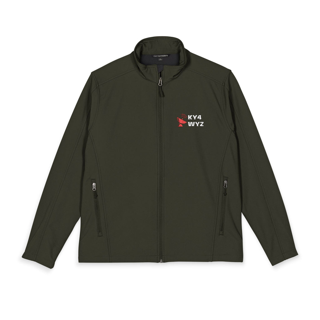 Personalized amateur radio soft shell jacket designed for Field Day, POTA activations, hamfests, and everyday outdoor operating.