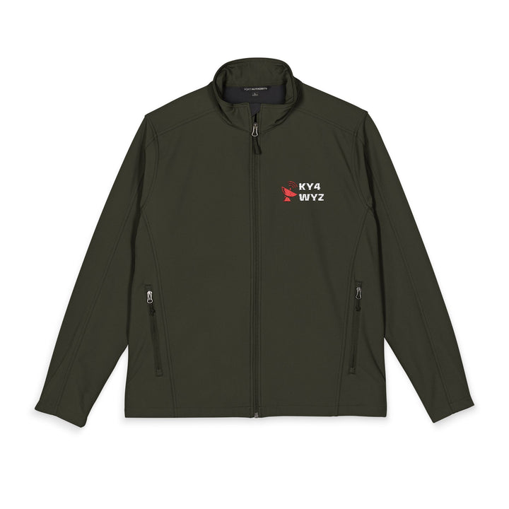 Personalized amateur radio soft shell jacket designed for Field Day, POTA activations, hamfests, and everyday outdoor operating.