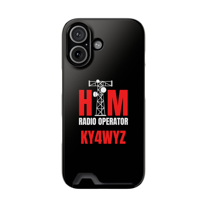 Personalized ham radio phone case with built-in card holder and custom amateur radio callsign