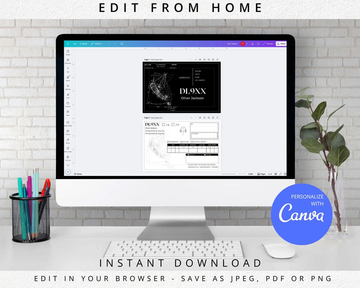 Ham Radio QSL Card Templates – Call Sign ID Card - Instant Download, Printable & Editable in Canva