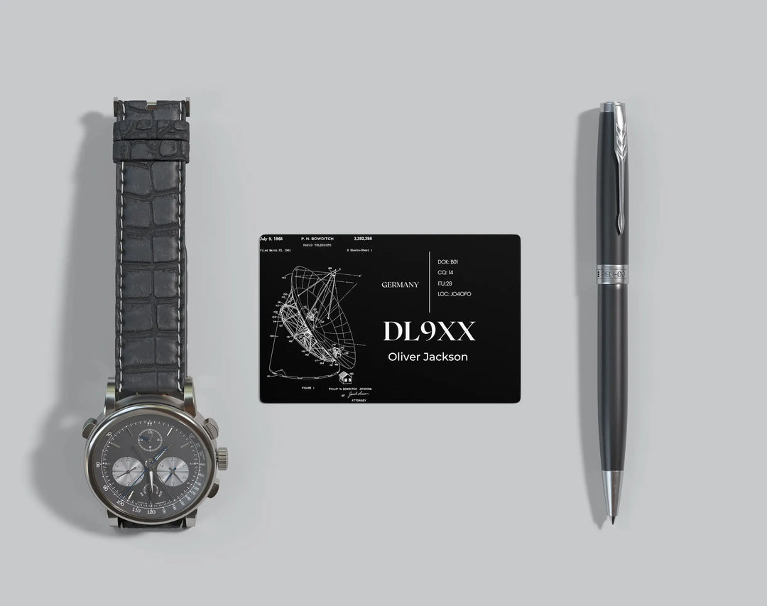 Printable ham radio QSL card template editable in Canva