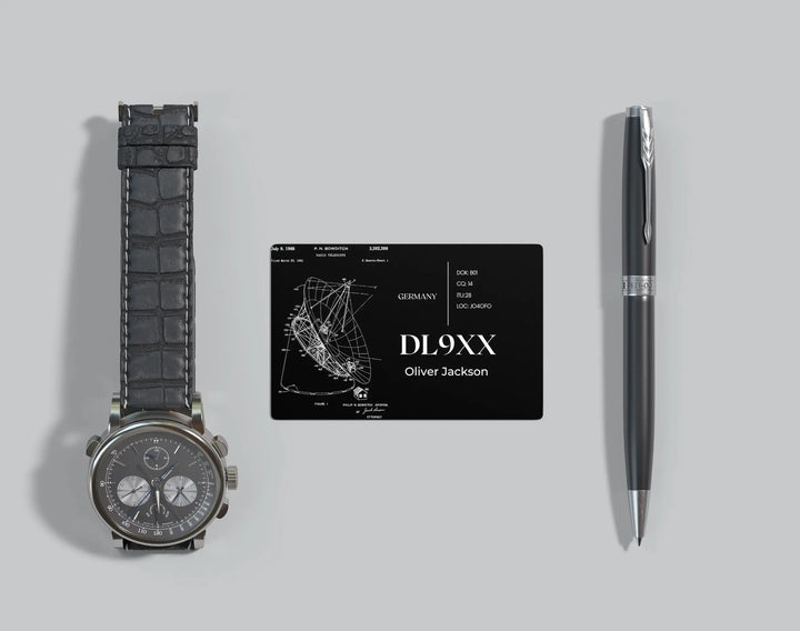 Printable ham radio QSL card template editable in Canva