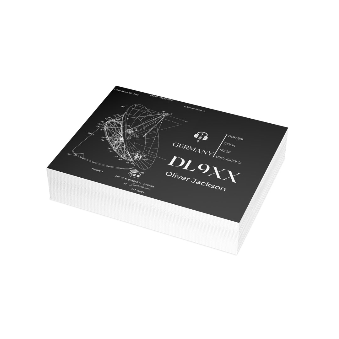 Ham radio qsl card with radio telescope design - 30 pcs