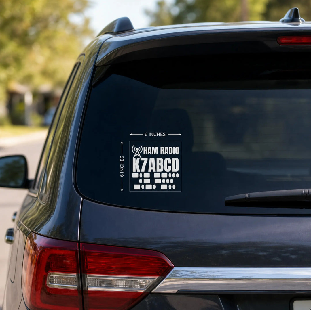 Personalized Ham Radio Callsign Decal – Custom Morse Code Vinyl Sticker for Cars, Trucks &amp; Radio Shack