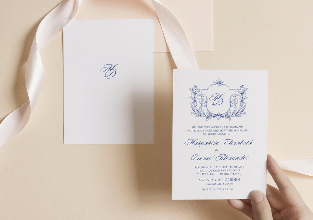 vintage baroque wedding invitation suite backside