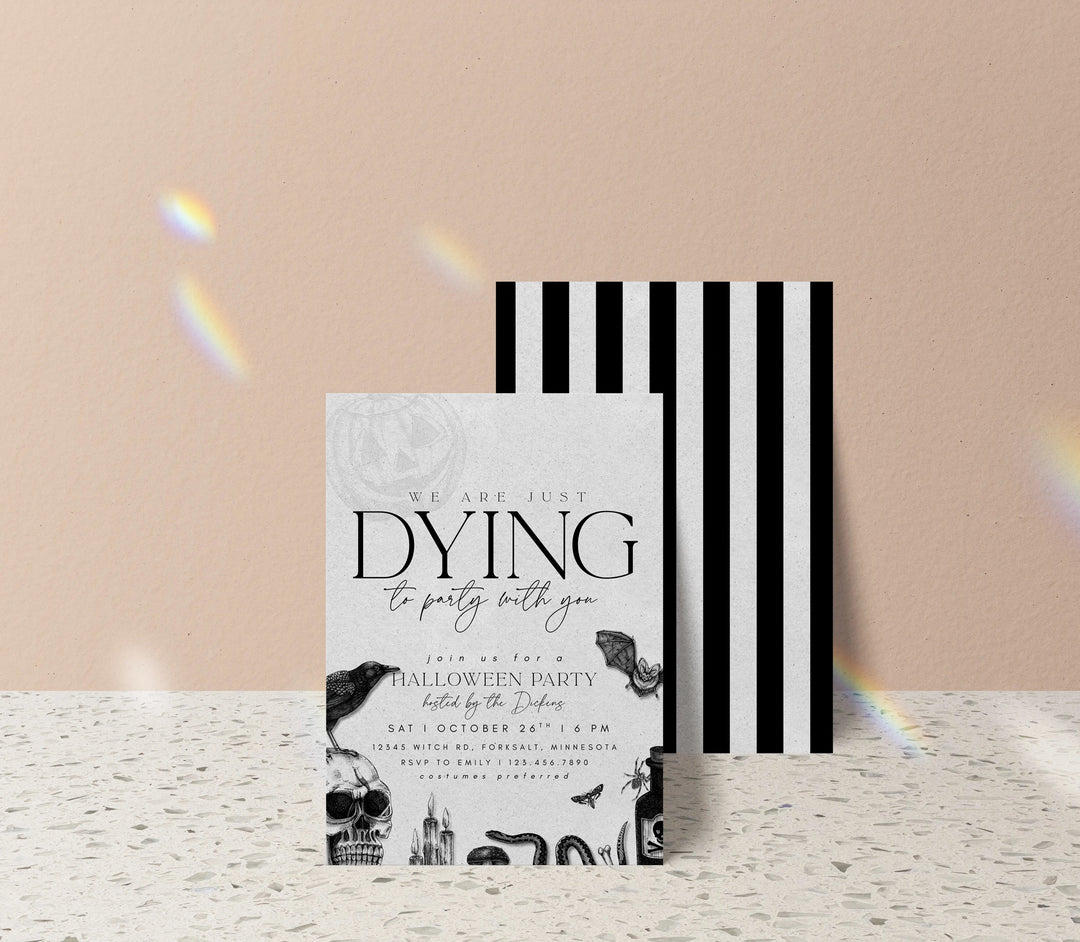 Vintage Halloween Party Invitation - Personalized Skull Invite, Custom Printed Cards