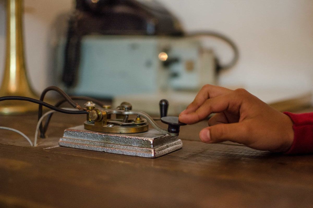 Vintage morse telegraph key used in amateur radio