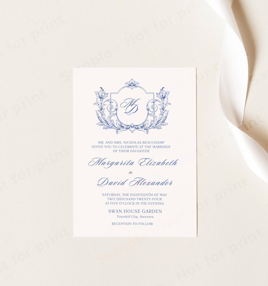 Vintage Romantic Wedding Invitation Template Perfect for Garden Wedding