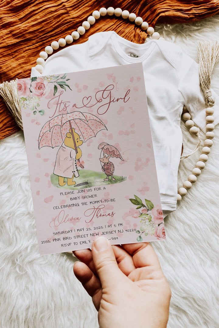 This design is inspired by Classic Winnie the Pooh illustrations and beloved childhood tales – perfect for parents who love timeless bear-themed details.