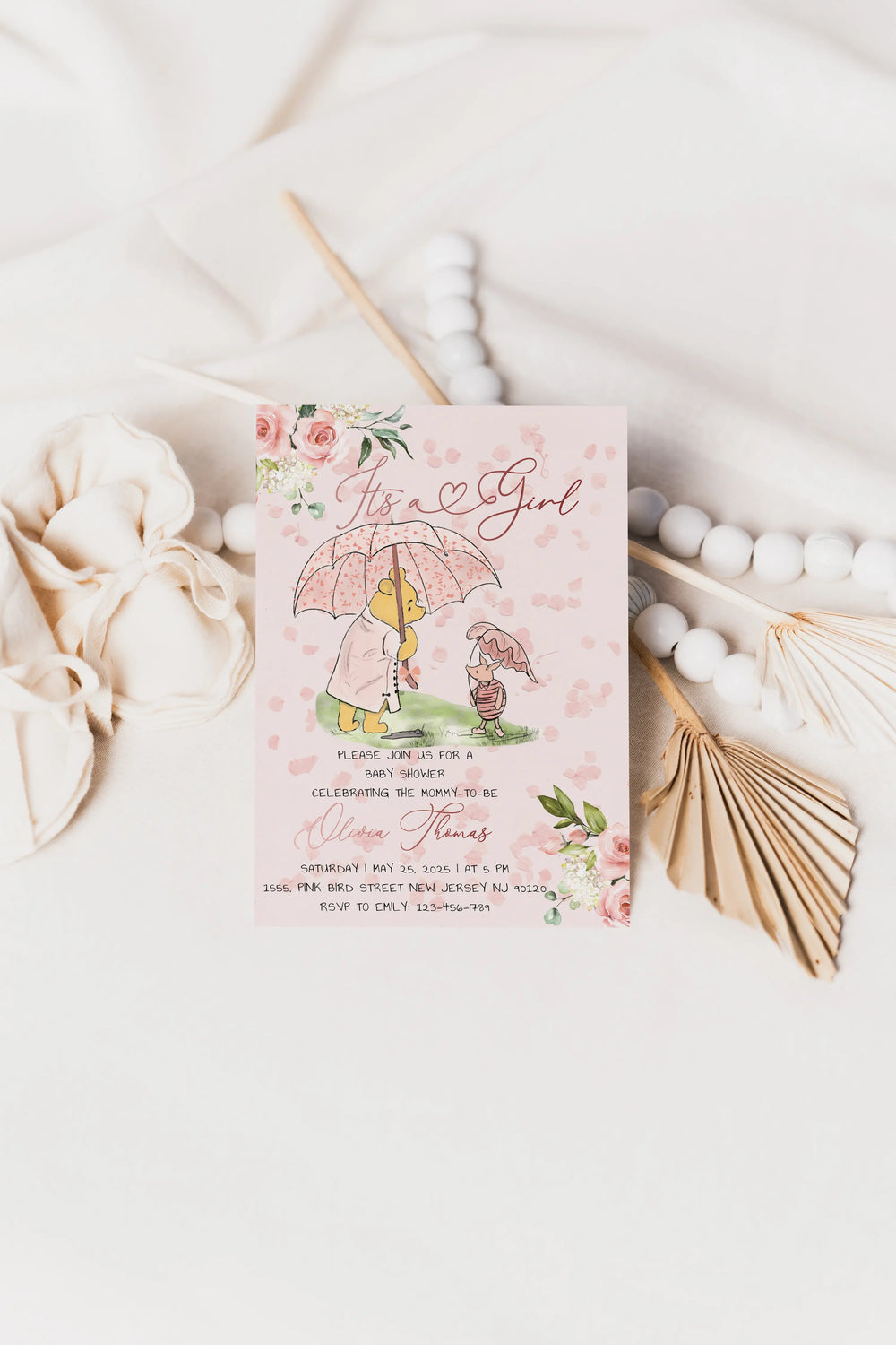 Celebrate your baby shower with the timeless charm of Classic Winnie the Pooh! This storybook-themed invitation brings a nostalgic, vintage touch to your special day.